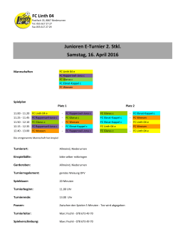 Junioren E-Turnier 2. Stkl. Samstag, 16. April 2016