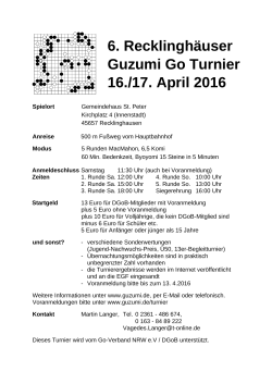 6. Recklinghäuser Guzumi Go Turnier 16./17. April 2016