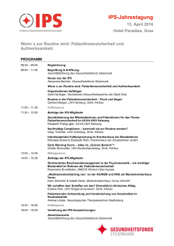 Programm - Initiative PatientInnensicherheit Steiermark