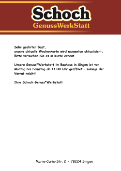 Wochenkarte Genuss*Werkstatt