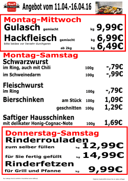 Wochenangebot - Metzgerei Knoll