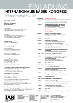 INTERNATIONALER B&Auml;DER-KONGRESS Bremerhaven 2016