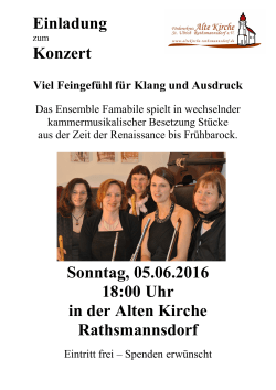 Einladung Konzert Sonntag, 05.06.2016 18:00 Uhr in der Alten