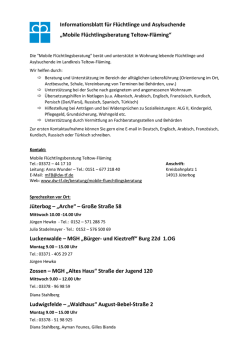 Informationsblatt f&uuml;r Fl&uuml;chtlinge und Asylsuchende &bdquo;Mobile