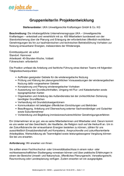 Gruppenleiter/in Projektentwicklung