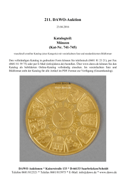 211. DAWO-Auktion Katalogteil: Münzen
