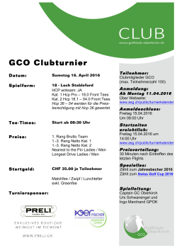 Turnierausschreibung GCO Clubturnier 16. April 2016
