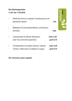 Die Wochengerichte - weilands wellfood