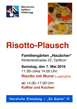 Plakat, Risotto 2016 im Hauächer - männerchor opfikon