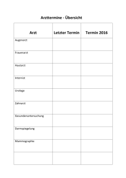 Arzttermine - Übersicht Arzt Letzter Termin Termin 2016