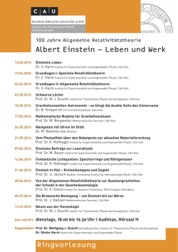 Albert Einstein – Leben und Werk Ringvorlesung