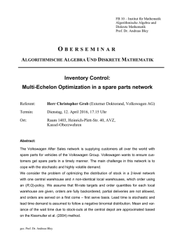Inventory Control: Multi-Echelon Optimization in a spare parts network