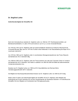 Dr. Siegfried Luther: Aufsichtsratsmitglied der Schaeffler AG