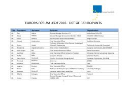 EUROPA FORUM LECH 2016 - LIST OF PARTICIPANTS
