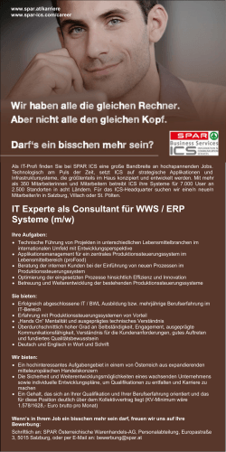 IT Experte als Consultant für WWS / ERP Systeme (m/w)