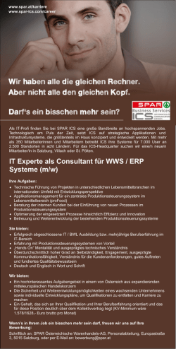 IT Experte als Consultant f&uuml;r WWS / ERP Systeme (m/w)