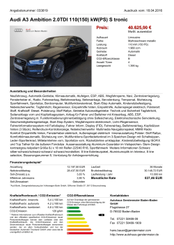 Audi A3 Sportback S line 2.0 TDI 103(140) kW(PS) S tronic Preis