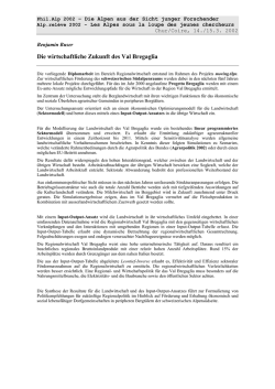 Die wirtschaftliche Zukunft des Val Bregaglia