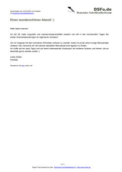 Einen wundersch&ouml;nen Abend! - Deutsches Schriftstellerforum