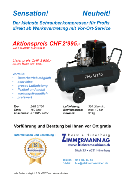 kleinste Schraubenkompressor - Zimmermann AG Elektromaschinen