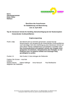 Herrn Oberb&uuml;rgermeister Dieter Reiter Rathaus Beschluss des
