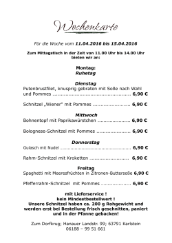 Wochenkarte 11.04.16 - Zum Dorfkrug Karlstein