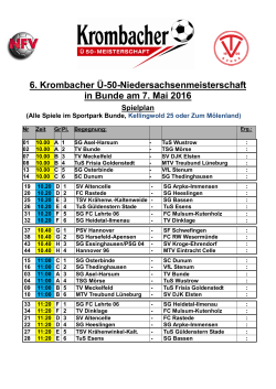 6. Krombacher Ü-50-Niedersachsenmeisterschaft in Bunde am 7