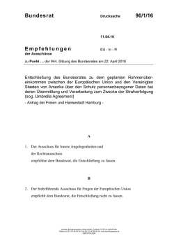 Entschließung des Bundesrates zu dem geplanten