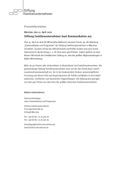 Stiftung Familienunternehmen baut Kommunikation aus