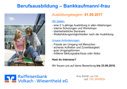 Berufsausbildung – Bankkaufmann/-frau