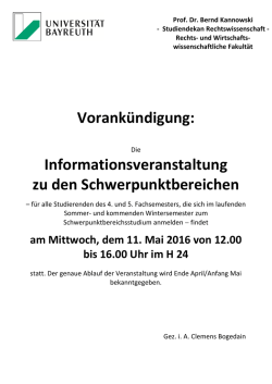 Informationsveranstaltung zu den Schwerpunktbereichen