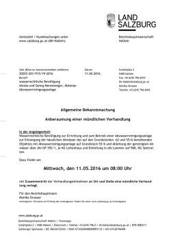 Mittwoch, den 11.05.2016 um 08:00 Uhr