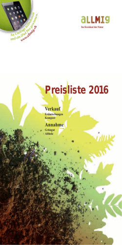 Preisliste 2016 - Amtsblatt des Kantons Zug