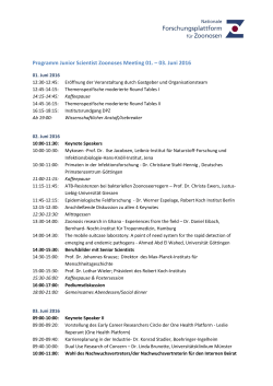 Programm Junior Scientist Zoonoses Meeting 01. – 03. Juni 2016