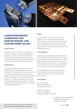 Laserstrahlmikroschweißen zur Kontaktierung von Lithium