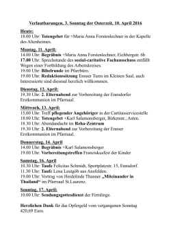Verlautbarungen Ostersonntag, 28. März 2016