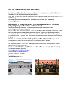 Day Spa Jobbörse / Schloßhotel Blankenburg