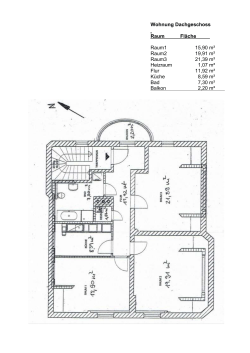 Wohnung Dachgeschoss Raum Fläche Raum1 15,90 m² Raum2 19