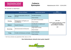 Cafeteria Speiseplan