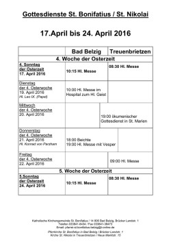 Gottesdienstordnung - St. Bonifatius, Bad Belzig