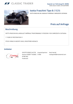 Isotta Fraschini Tipo 8 (1929) Preis auf Anfrage