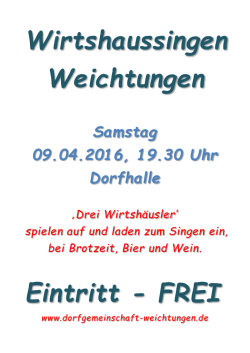 Wirtshaussingen der Dorfgemeinschaft