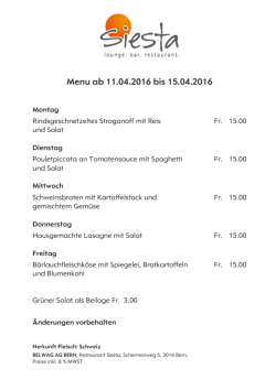 Menu ab 11.04.2016 bis 15.04.2016