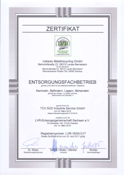 zertifikat - metarec Metallrecycling GmbH