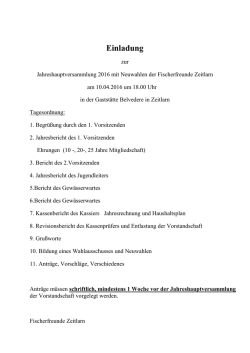Jahreshauptversammlung - Fischerfreunde Zeitlarn