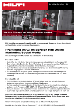 Praktikant_Hilti Online Marketing_Social Media