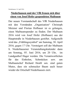 Maibaum für den VfR und Niederhausen.