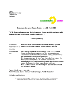 Herrn Oberbürgermeister Dieter Reiter Rathaus Beschluss des