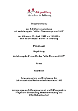 Tagesordnung 4. Stifterversammlung am 13. April 2016