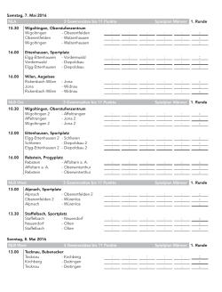 NLA 3 Gewinnsätze bis 11 Punkte Spielplan Männer 1. Runde NLB